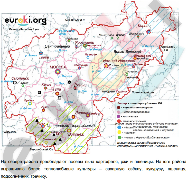 Центральная россия контурная карта 8 класс гдз