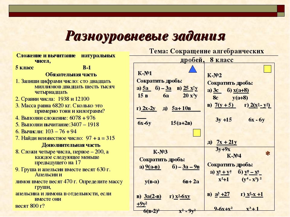 Разноуровневые задания это