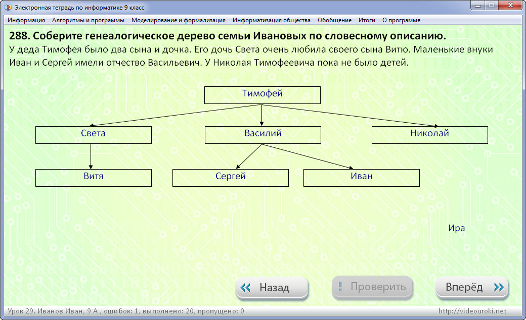 Моделирование и формализация 9 класс