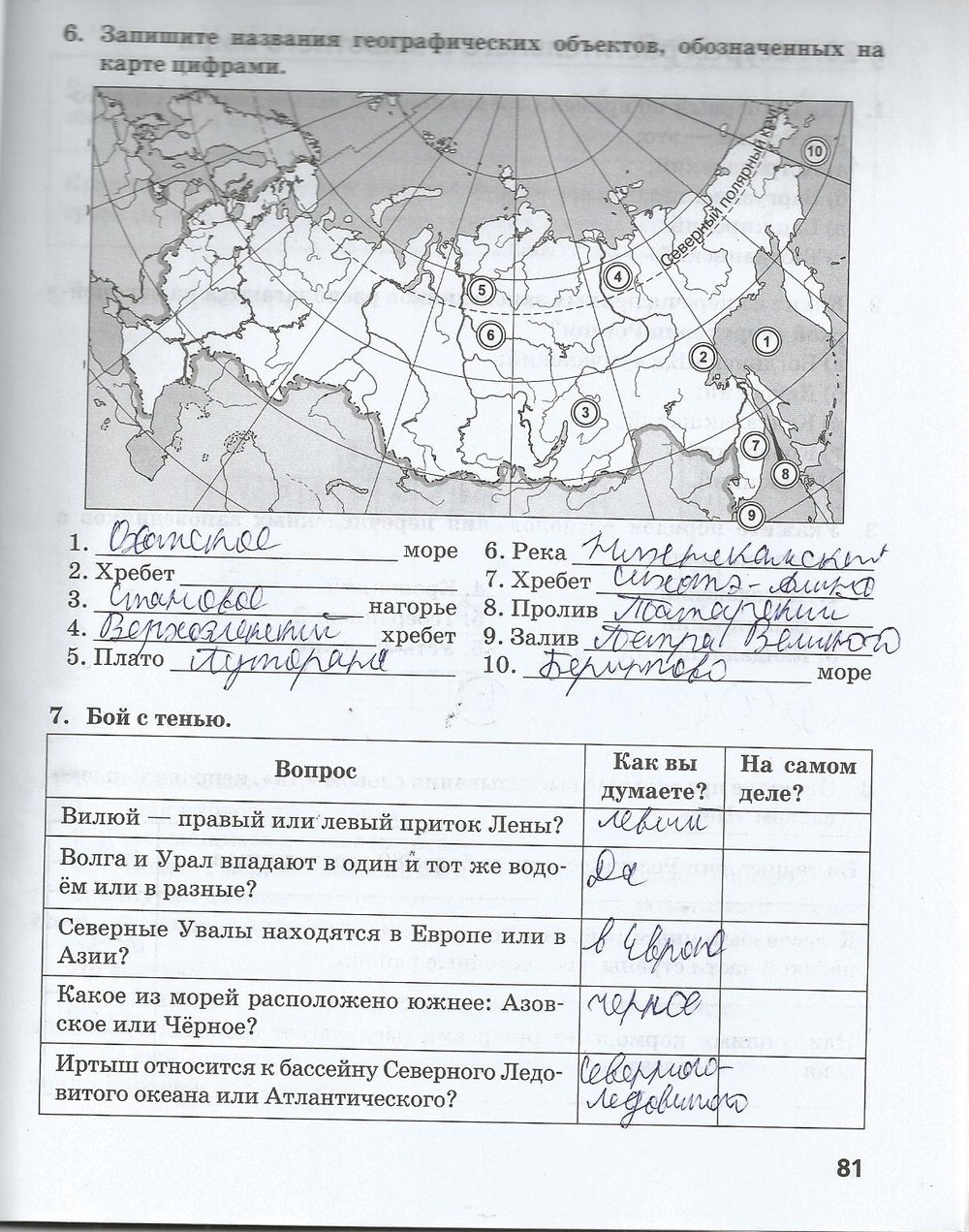 Гдз по географии 7 класс сиротин контурная карта